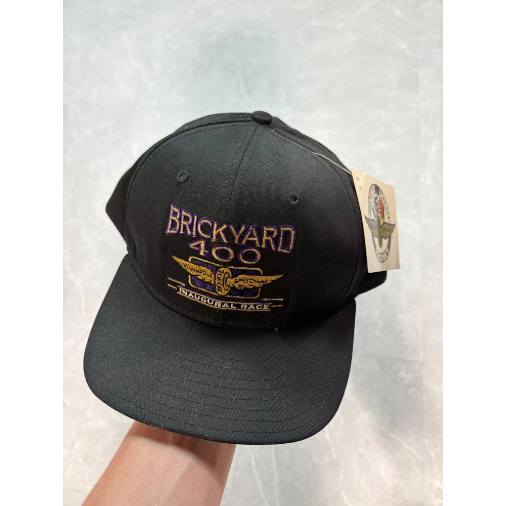 Vintage DeLong Brickyard 400 Inaugural Race Snapback Hat Black 1994 NWT USA